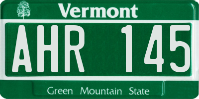 VT license plate AHR145
