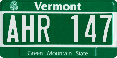 VT license plate AHR147