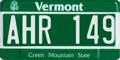 VT license plate AHR149