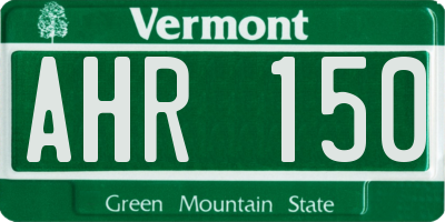 VT license plate AHR150