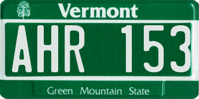 VT license plate AHR153