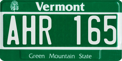 VT license plate AHR165