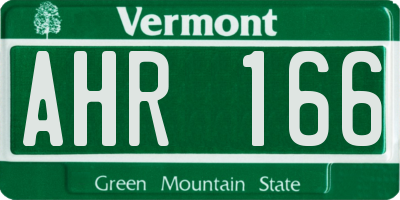 VT license plate AHR166