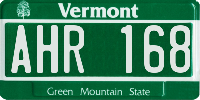 VT license plate AHR168