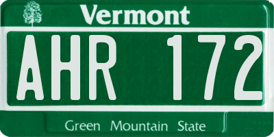 VT license plate AHR172