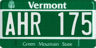 VT license plate AHR175