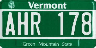 VT license plate AHR178