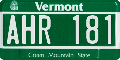 VT license plate AHR181