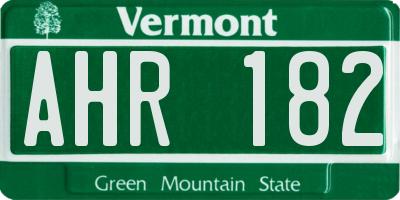 VT license plate AHR182