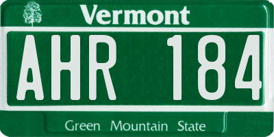VT license plate AHR184