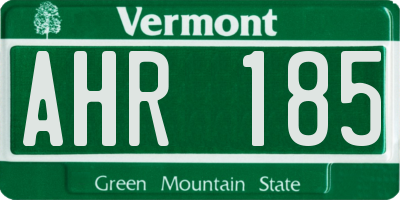VT license plate AHR185