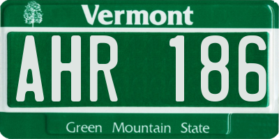 VT license plate AHR186