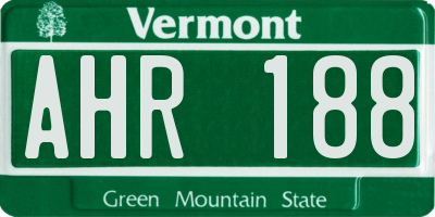 VT license plate AHR188