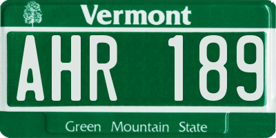 VT license plate AHR189