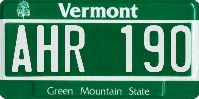 VT license plate AHR190