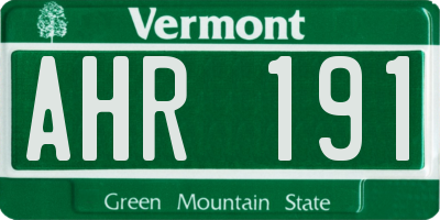 VT license plate AHR191