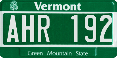 VT license plate AHR192