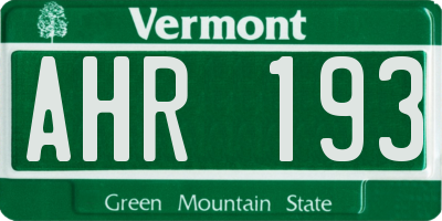 VT license plate AHR193