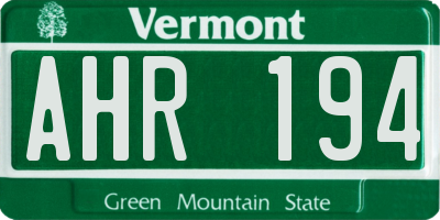 VT license plate AHR194