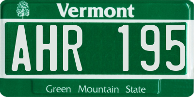 VT license plate AHR195