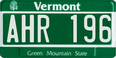 VT license plate AHR196
