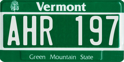 VT license plate AHR197