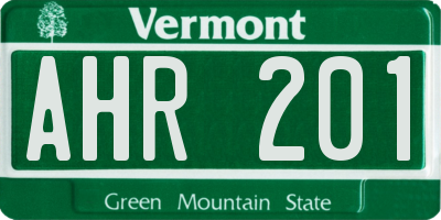 VT license plate AHR201