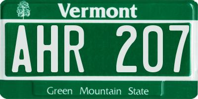 VT license plate AHR207