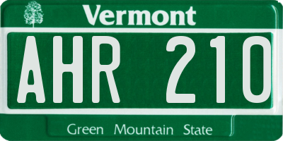 VT license plate AHR210