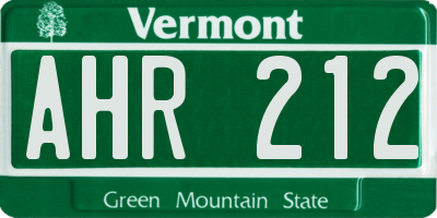 VT license plate AHR212