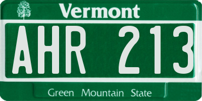 VT license plate AHR213