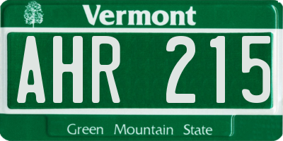 VT license plate AHR215