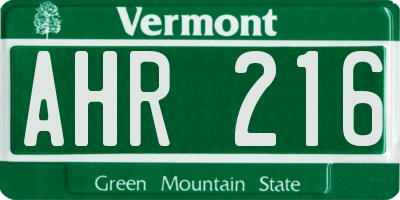VT license plate AHR216