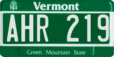 VT license plate AHR219