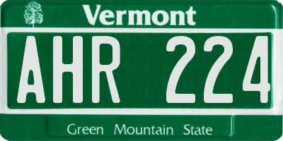 VT license plate AHR224