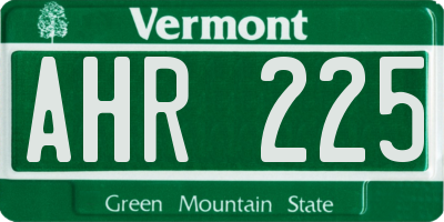 VT license plate AHR225