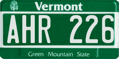 VT license plate AHR226