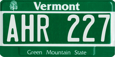 VT license plate AHR227