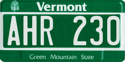 VT license plate AHR230