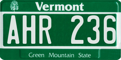 VT license plate AHR236