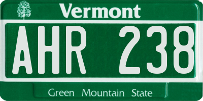 VT license plate AHR238