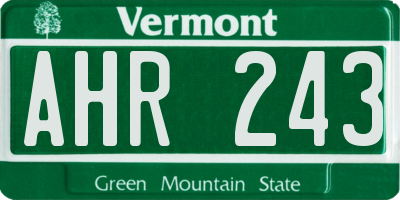 VT license plate AHR243