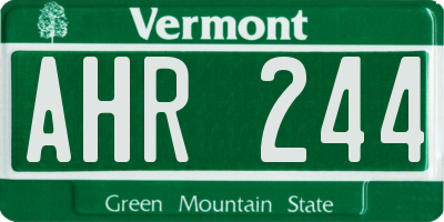 VT license plate AHR244