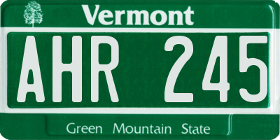 VT license plate AHR245