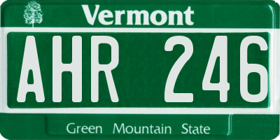 VT license plate AHR246