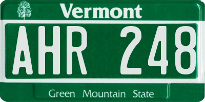 VT license plate AHR248
