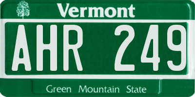 VT license plate AHR249