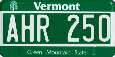VT license plate AHR250