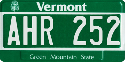 VT license plate AHR252