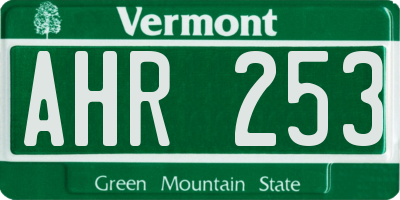VT license plate AHR253